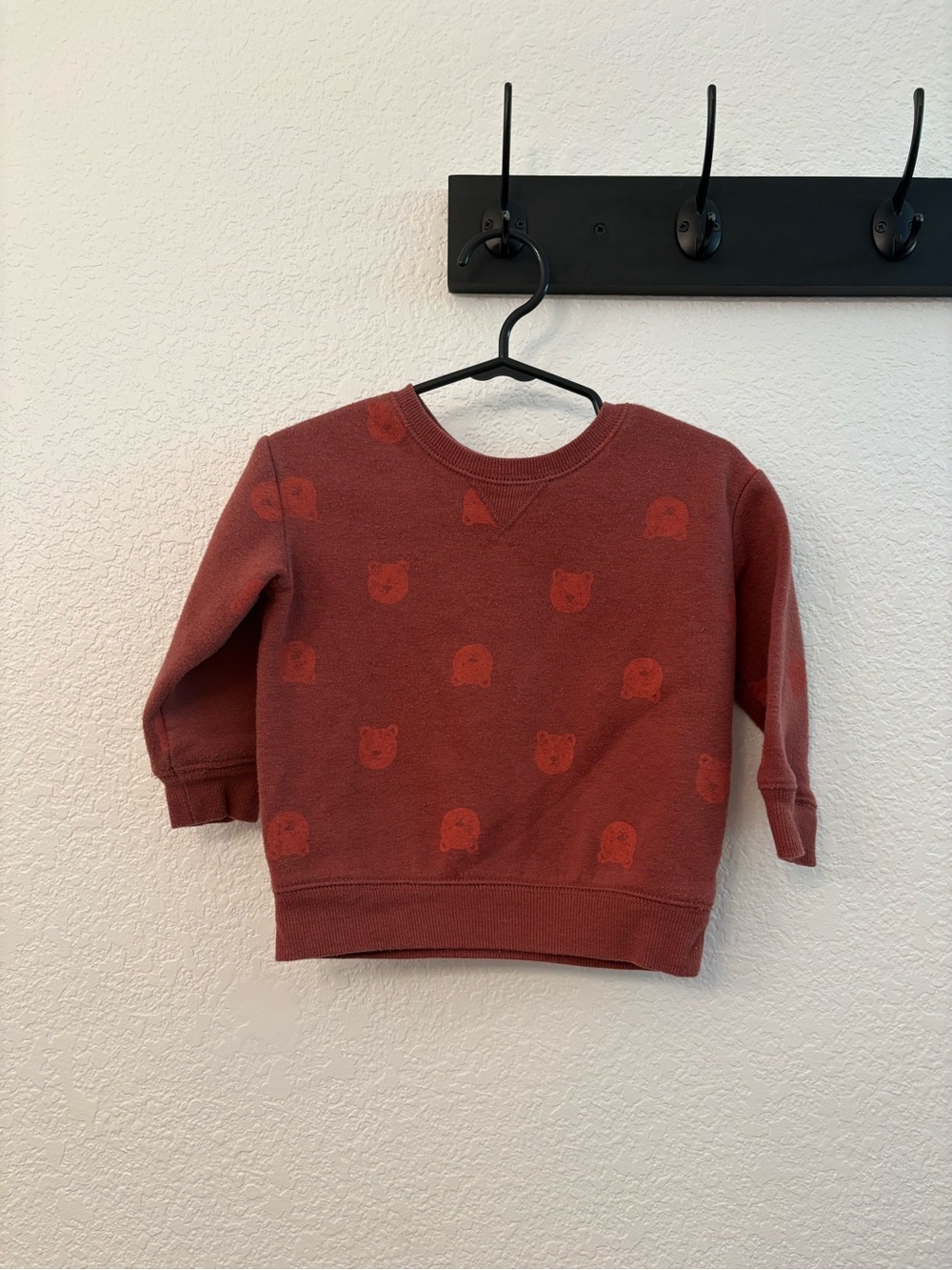 Kids Long Sleeve Sweatshirt - Rust Bear Print
